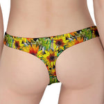 Autumn Sunflower Pattern Print Women's Thong