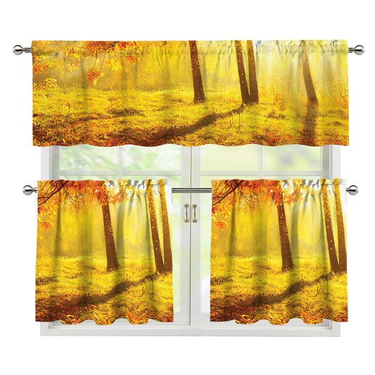 Autumn Trees Print 3 Piece Kitchen Curtains