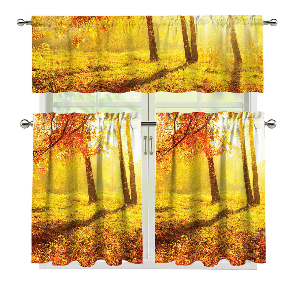 Autumn Trees Print 3 Piece Kitchen Curtains
