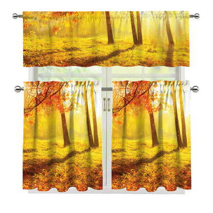Autumn Trees Print 3 Piece Kitchen Curtains