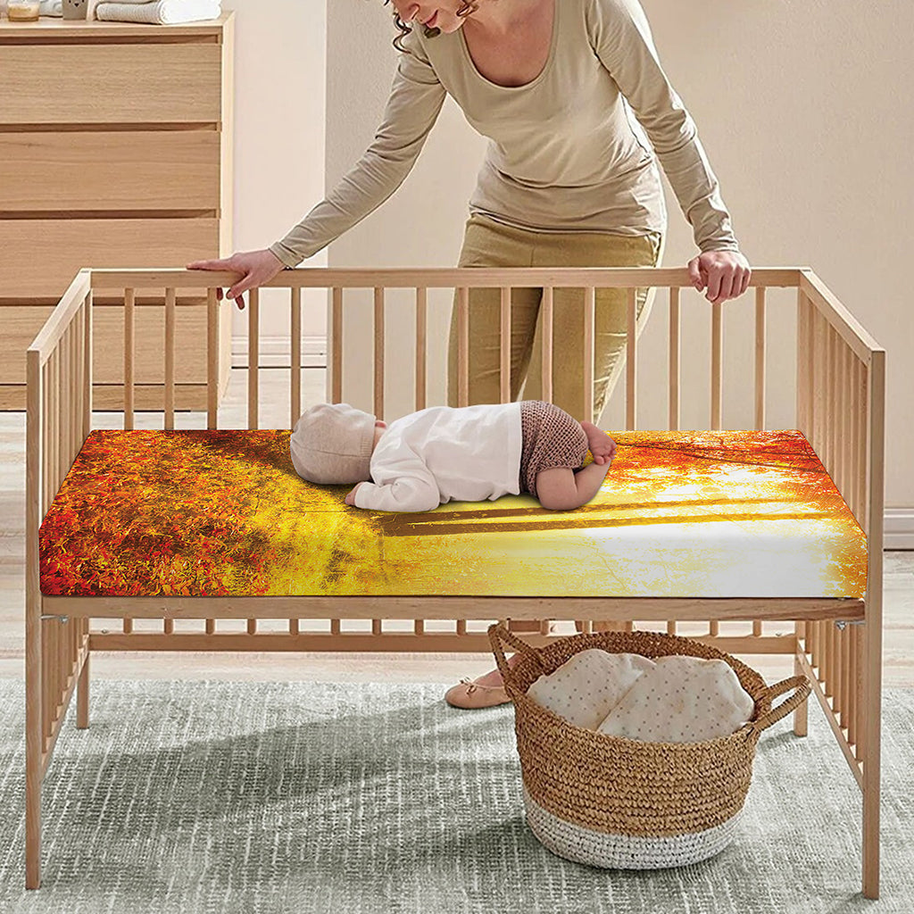 Autumn Trees Print Baby Crib Sheet