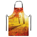 Autumn Trees Print Bib Apron With Pocket