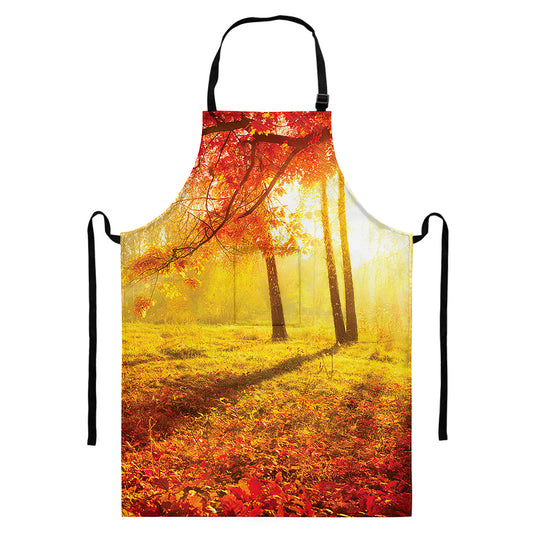 Autumn Trees Print Bib Apron With Pocket
