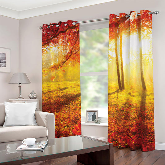 Autumn Trees Print Blackout Grommet Curtains