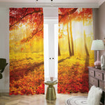 Autumn Trees Print Blackout Pencil Pleat Curtains