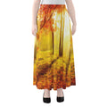 Autumn Trees Print Chiffon Maxi Skirt