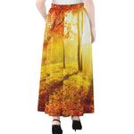 Autumn Trees Print Chiffon Maxi Skirt