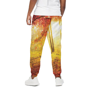 Autumn Trees Print Cotton Pants