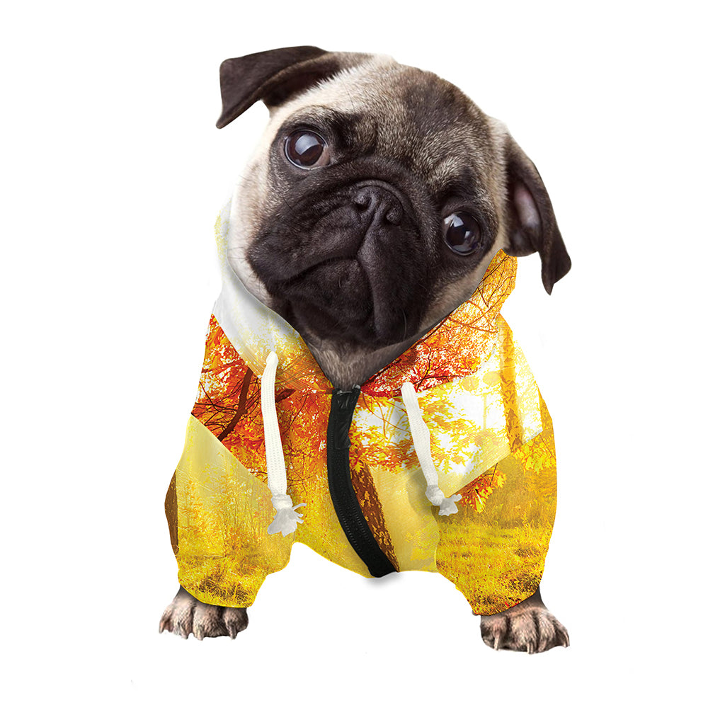 Autumn Trees Print Dog Zip Up Hoodie