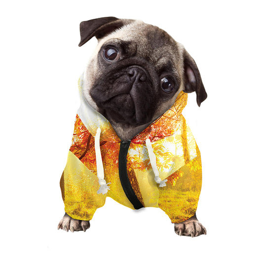 Autumn Trees Print Dog Zip Up Hoodie