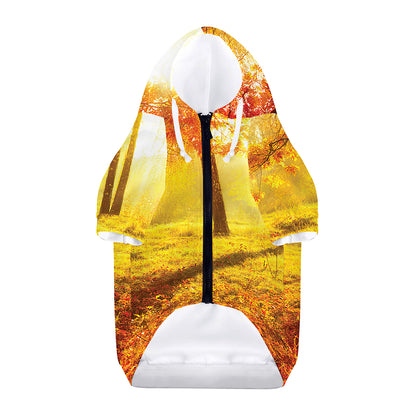 Autumn Trees Print Dog Zip Up Hoodie