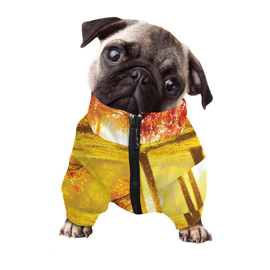 Autumn Trees Print Dog Zip Up Jacket