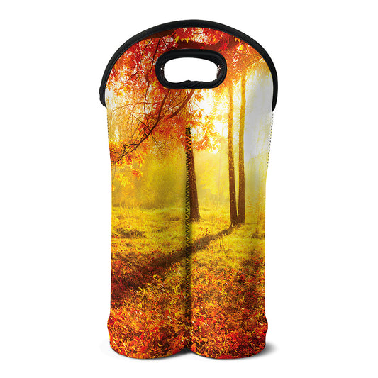Autumn Trees Print Double Neoprene Wine Tote