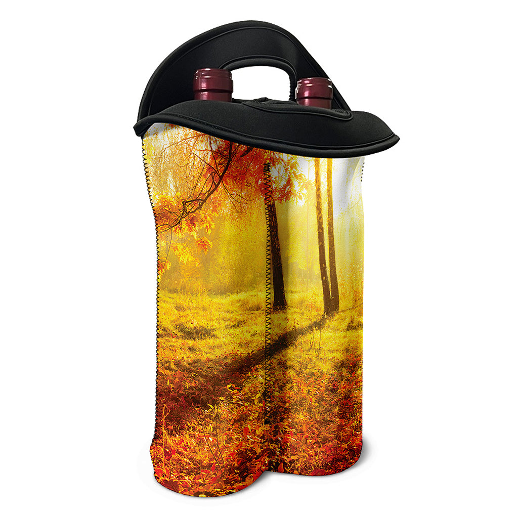 Autumn Trees Print Double Neoprene Wine Tote