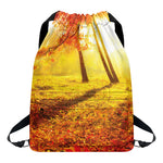 Autumn Trees Print Drawstring Backpack
