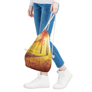 Autumn Trees Print Drawstring Bag