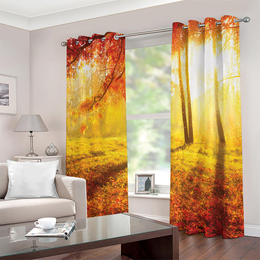 Autumn Trees Print Extra Wide Grommet Curtains