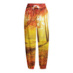 Autumn Trees Print Fleece Lined Knit Pants