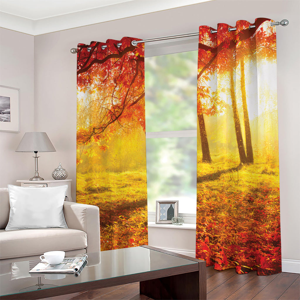 Autumn Trees Print Grommet Curtains