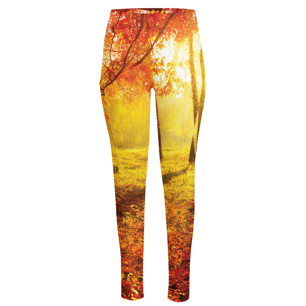 Autumn Trees Print High-Waisted Pocket Leggings