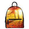 Autumn Trees Print Leather Backpack