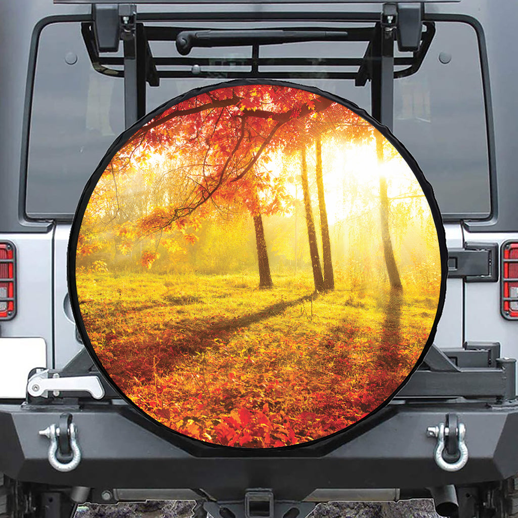 Autumn Trees Print Leather Spare Tire Cover