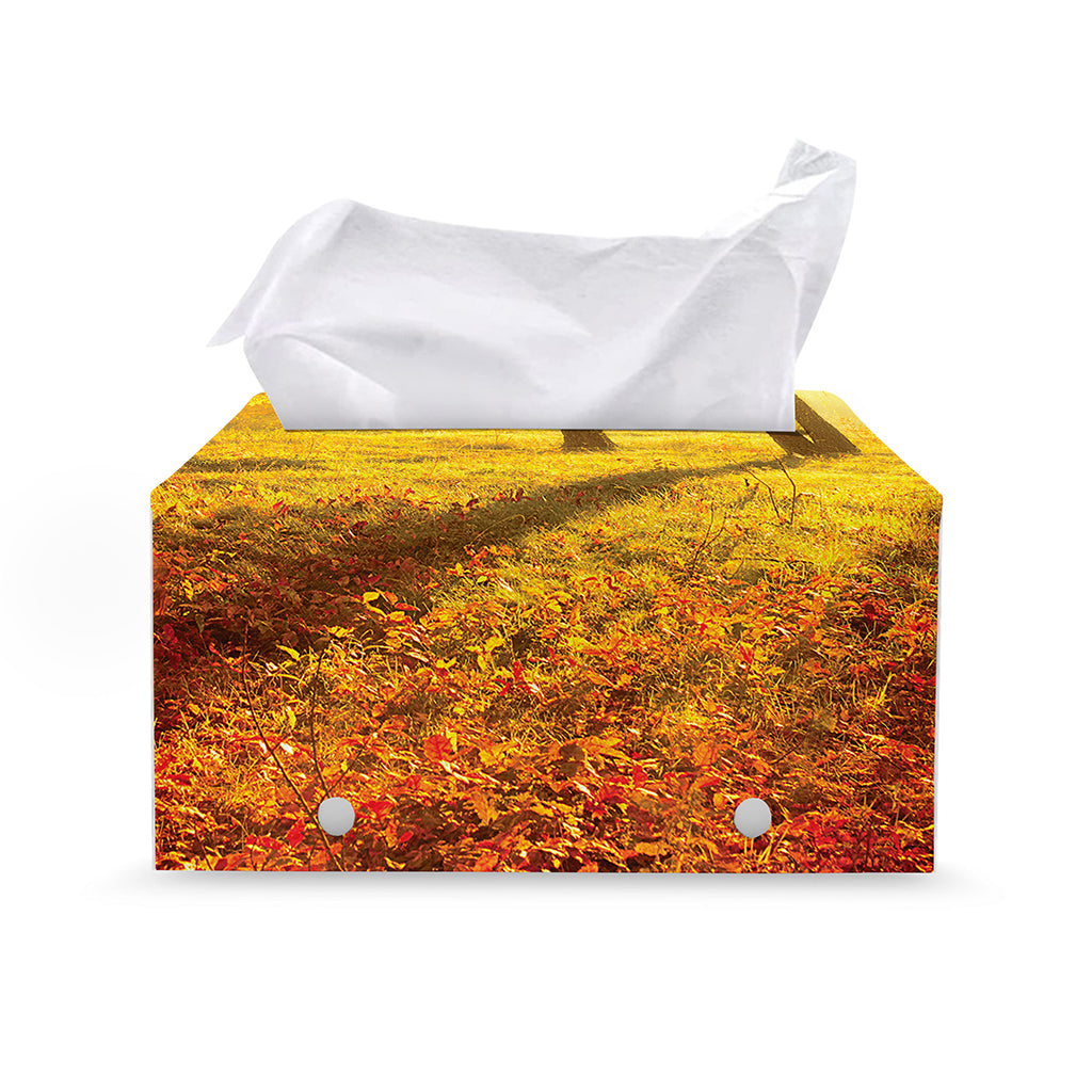 Autumn Trees Print Leather Tissue Box Cover