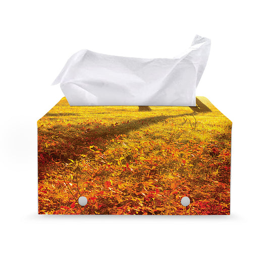 Autumn Trees Print Leather Tissue Box Cover