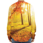 Autumn Trees Print Long Sleeve Baseball Jersey