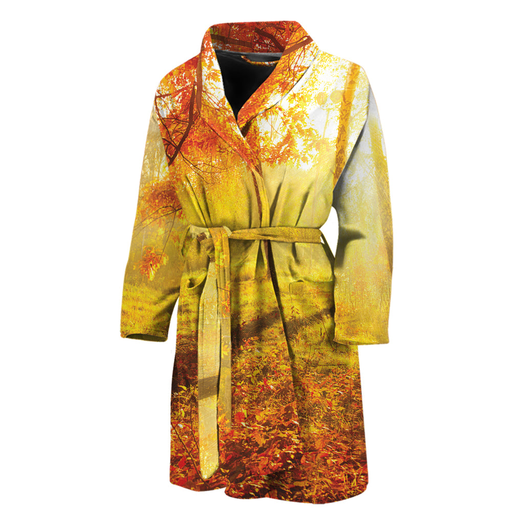 Autumn Trees Print Men's Bathrobe