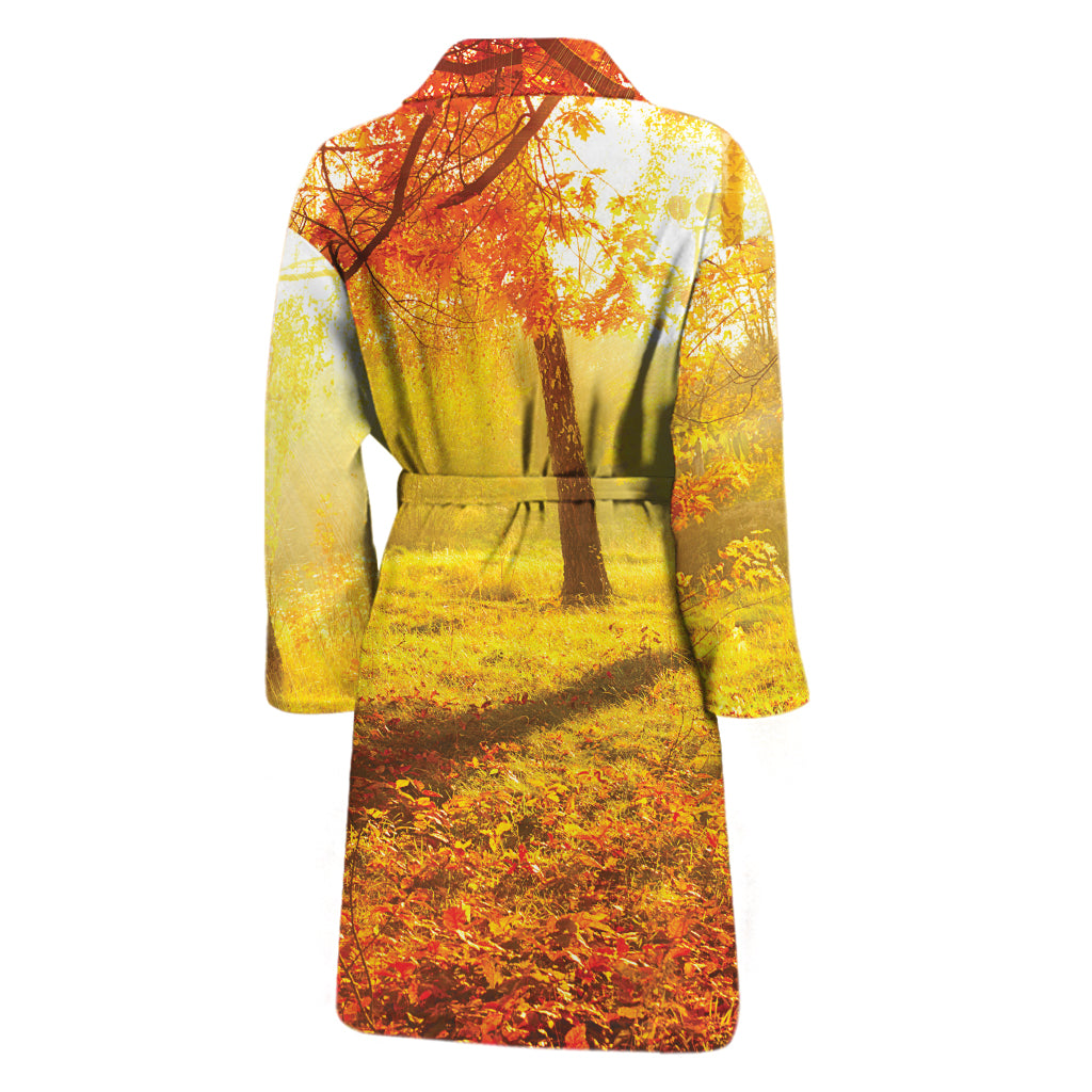 Autumn Trees Print Men's Bathrobe