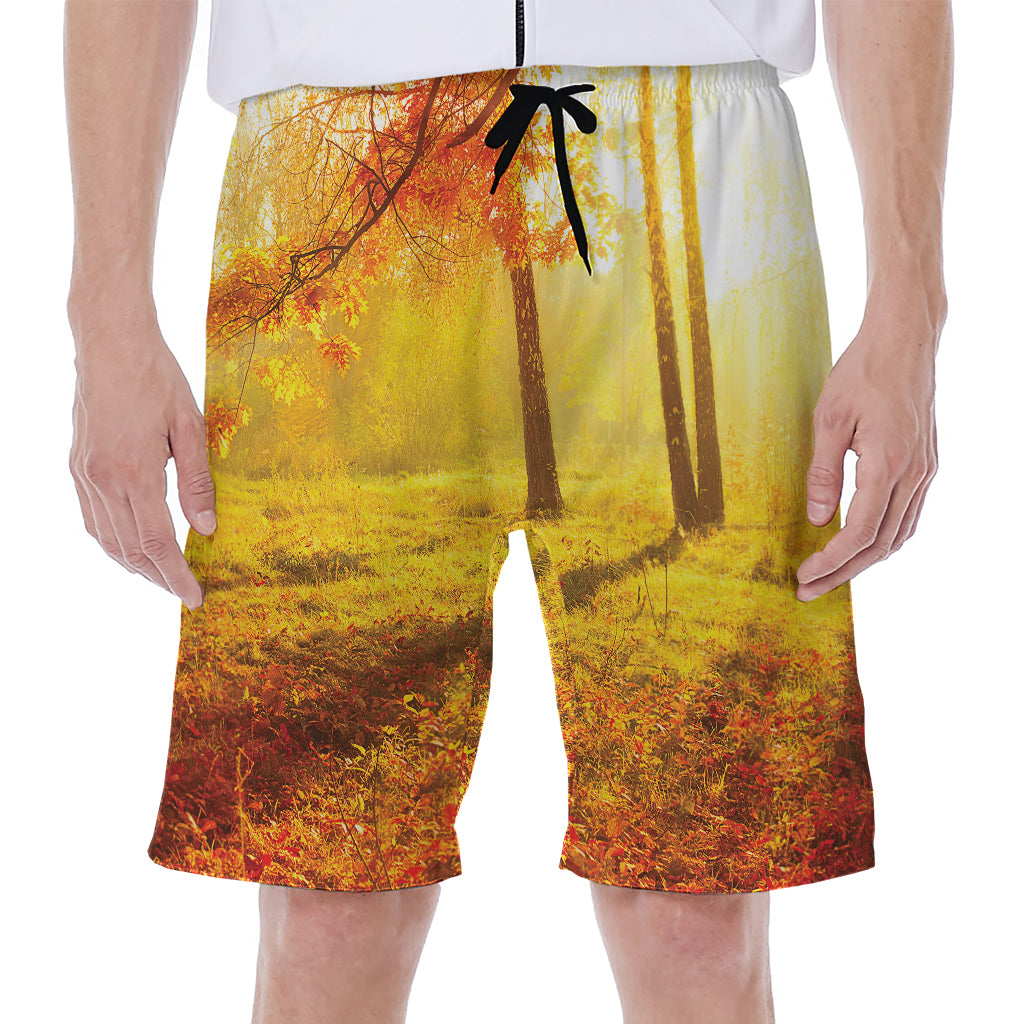 Autumn Trees Print Men's Beach Shorts