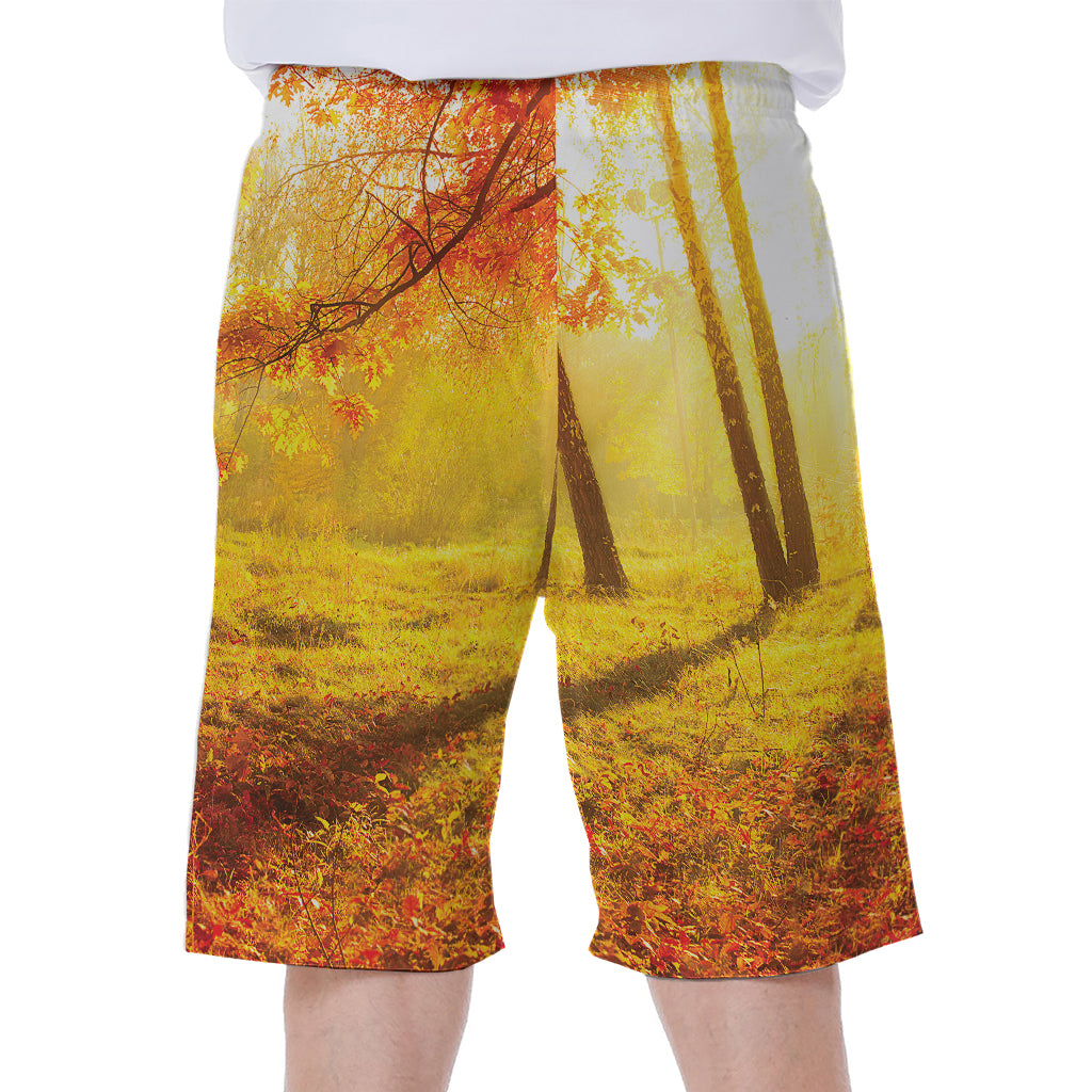 Autumn Trees Print Men's Beach Shorts