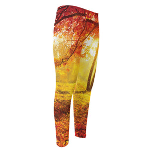 Autumn Trees Print Men's Compression Pants