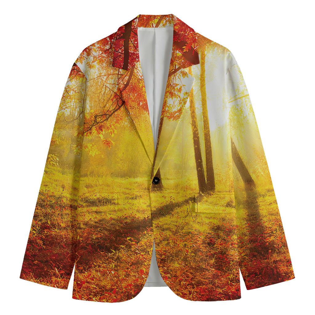 Autumn Trees Print Men's Cotton Blazer