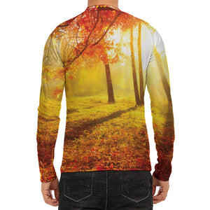 Autumn Trees Print Men's Long Sleeve Rash Guard