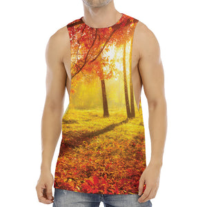 Autumn Trees Print Men's Muscle Tank Top