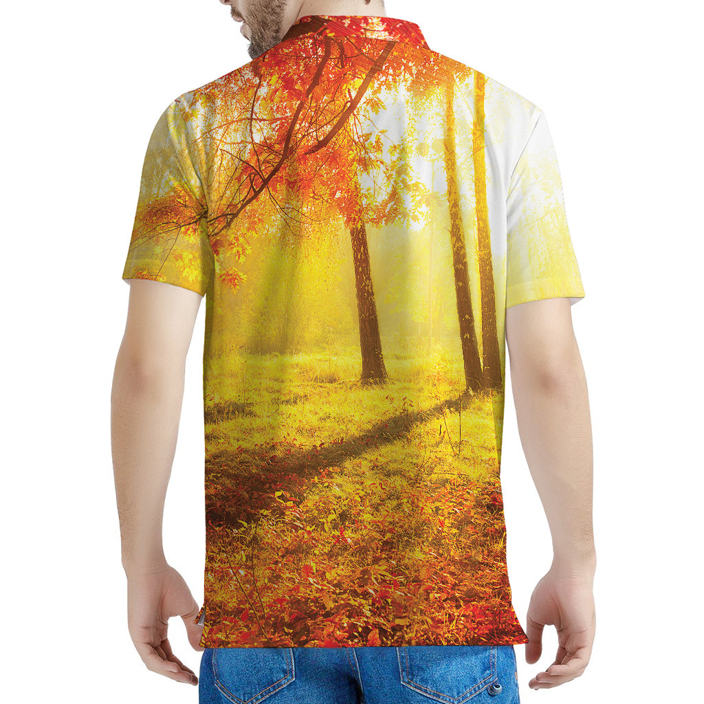 Autumn Trees Print Men's Polo Shirt