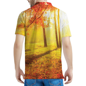 Autumn Trees Print Men's Polo Shirt