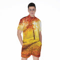 Autumn Trees Print Men's Romper