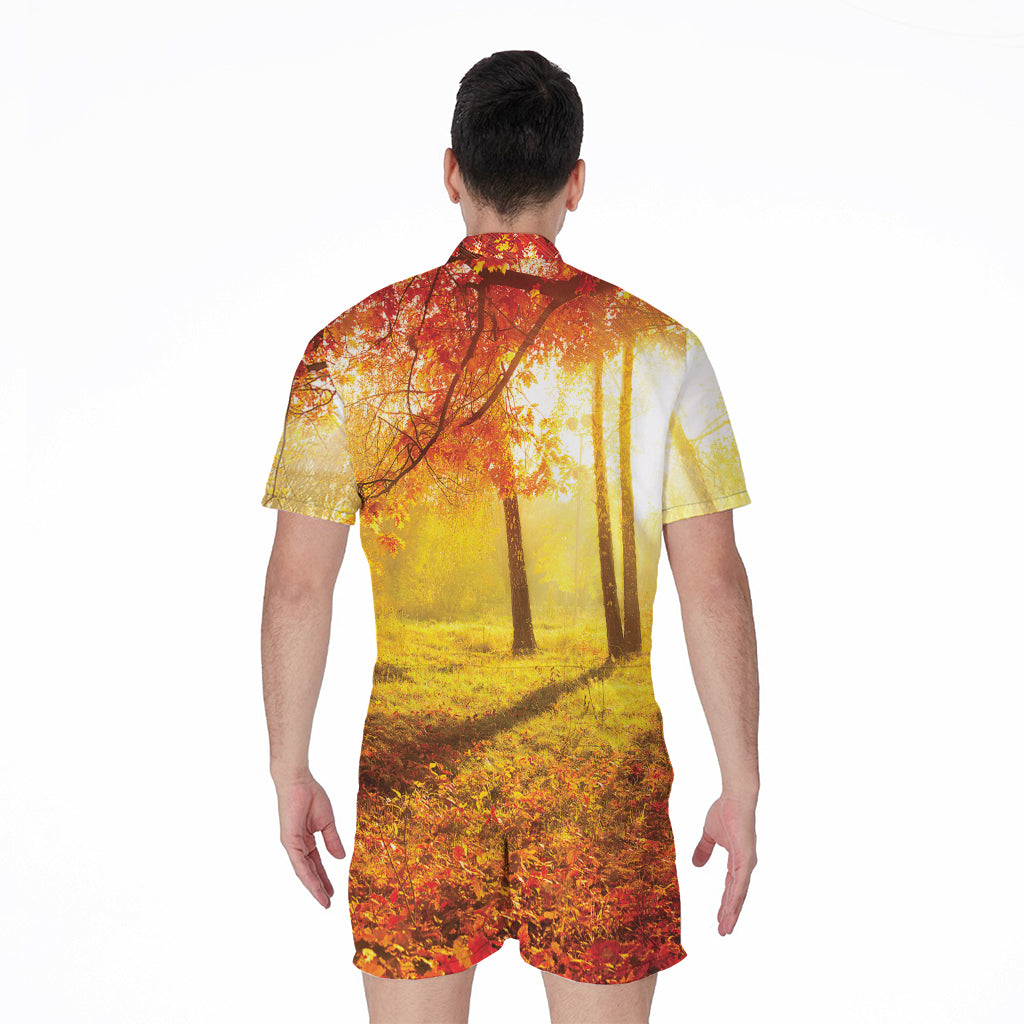 Autumn Trees Print Men's Rompers