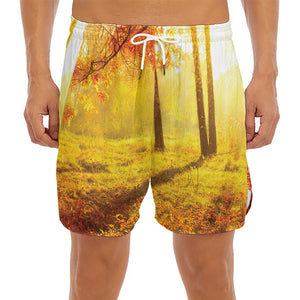 Autumn Trees Print Men's Split Running Shorts