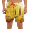 Autumn Trees Print Men's Split Running Shorts