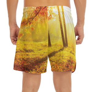 Autumn Trees Print Men's Split Running Shorts