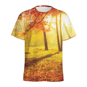 Autumn Trees Print Men's Sports T-Shirt