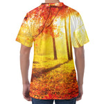 Autumn Trees Print Men's Velvet T-Shirt