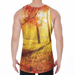 Autumn Trees Print Men's Velvet Tank Top