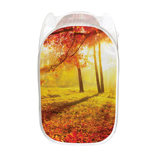 Autumn Trees Print Mesh Laundry Hamper