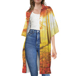 Autumn Trees Print Open Front Beach Cover Up