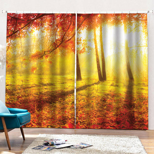 Autumn Trees Print Pencil Pleat Curtains